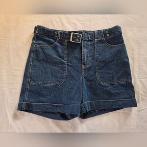 Gloria Vanderbilt Blue Denim Shorts Size 6 With Pockets And Belt
